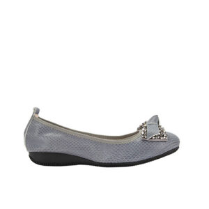Denim Grey Snake Bow Pumps